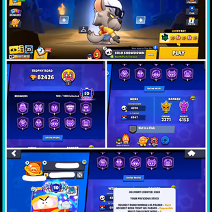  82.4K TROPHY | 44 MAX [ 36 HYPERCHARGED ]  361 RARE SKINS | 100/100 BR | 51 TITLES | 38 MAX RANK BRAWLERS  - Image 2