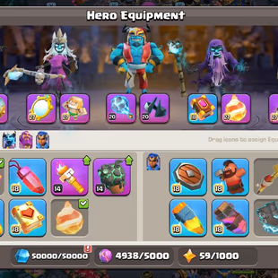 💎 FULL MAX TH 18 🍓 EPIC EQUIPMENTS MAXED | MAX PROFILE SUPERCHARGED DEFENCES GHOST SET BUILDER'S APPRENTICE MAX 295 XP - Image 6