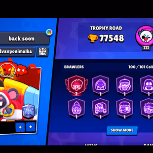 390 SKINS | 77.500 TROPHIES | 100 BRAWLERS | 45 HYPERCHARGE | 61 MAX | 48 PRESTIGE | 14 BUFFIES - Image 5