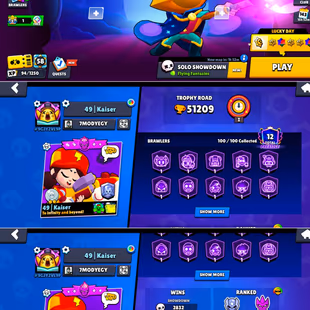 🔥TOP 53X BRAWLER MAX🔥 51K TROPHY | 37X HYPERCHARGE | 304 SKINS | TOP COLLECTION SKINS | CHECK PHOTO | INSTANT DELIVERY - Image 1