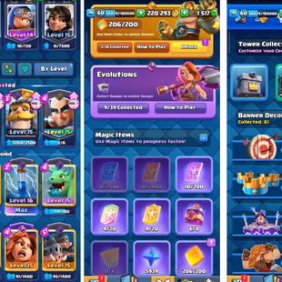 R475 | LVL66 | Cards: 3 LVL 16 | 6 LvL 15 | 9 Evolved |  3 Hero | 2 Tower Skin | 50 Emotes | IOS And ANDROID - Image 3