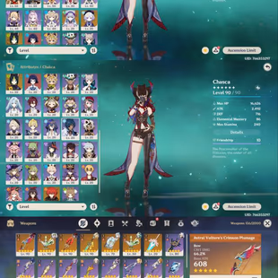 All Platform - EU - AR 56 - 54 Character 15 5'Star - 7 Weapon 5'Star - Chasca - Durin - Neuvillette - Hu Tao - Nahida -  - Image 1