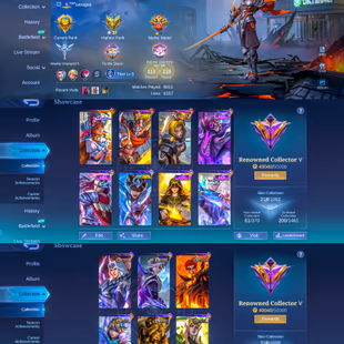 Level 72 : Renowned Collector V : 218 Skins | Florin Scenario : Haya Annual : Max Emblems | Stacked Inventory & Skins |  - Image 1