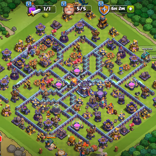 🔥TH 15 ALMOST MAX🔥2214 MEDALS-11200 GEMS-XP 228-EPIC SB 24 EB 24 RS 24 GG 14 FB 14-HERO 90-90-65-40-WALLS DEFENSE MAX - Image 2