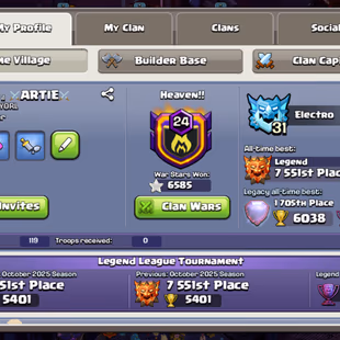 🔥80X SKINS COSMIC SET🔥TH18 FULLY MAX [WAR STAR-6585] EQUIPMENT 35/34 MAX!! 4 DIGIT GLOBAL RANK!! 25K LEGEND TROPHY  - Image 3