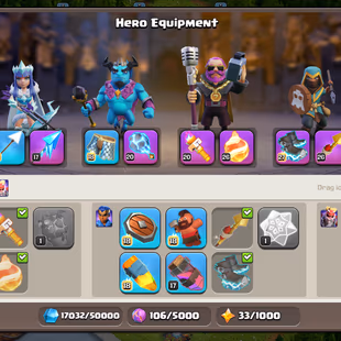 TH 18 ALMOST MAX-XP 251- 4 EPIC EQUIPMENT ALMOST MAX-HERO 92-100-80-55-WAR ARENA SCENERY-HIGH WALLS DEFENSE-BEST DEAL - Image 7