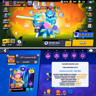 49K Trophies LVL182 | 99/101 Brawlers | 42 Max Brawlers - 34 Hypercharges | 262 Skins | 687 Pins | 373 Icons | 173 Spray - Image 3