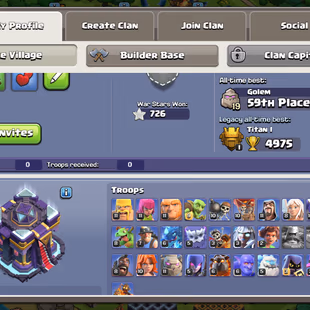 TH 15 !! 4 Hero Max & Defense Max !! 11 Epic Equipment ( 5 Level 20 ) !! Namechange Free !! 1300 Gems - Image 3