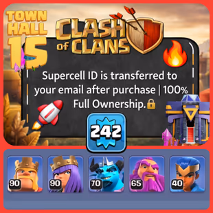 💥TH15 Maxed | LV 242 |⚡ Transferred to the buyer's email | King90 Queen90 Minion70 Warden65 Champ40 - Image 2