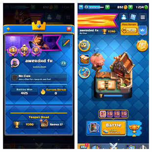 59 Cards Level15-14🔥17 Max🔥24 Evo! Trophy 11390! Level 73! KT Level 15! NC Free! 100 Old Emote! 134 Badges! - Image 1