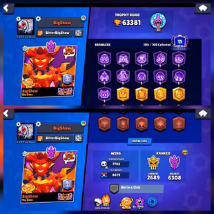 🔥63K TROPHY!!100/100 BRAWLER!!78 MAX BRAWLER🔥62 HYPER||FREE NC -340 EXCLUSIVE SKINS||INSTANT DELIVERY  - Image 1