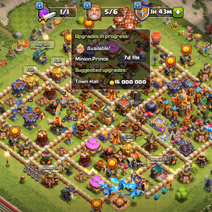 Th16 Almost Max | Hero-95-95-70-45 | Equipment-12-Epic Almost Maxed | BH 10 Full Max | Wall Defns Max |  XP-240 | NC-Yes - Image 2