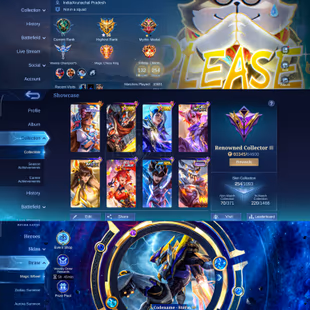 Level 106 : Renowned Collector III : 254 Skins | Max Heroes + Max Emblems | 145 Core : Haya Annual : Lesley Annual | And - Image 1