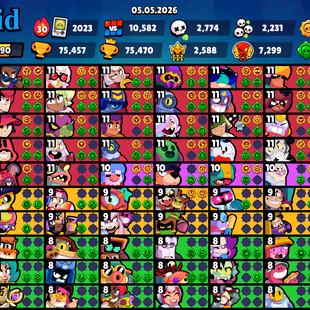 Trophy 75k [Legandary Hit]💎Brawler 100x💎Max 44x [] Hyper 38x [] Total Skin 355x [] Profile icones 491x [] Billing 7k - Image 3
