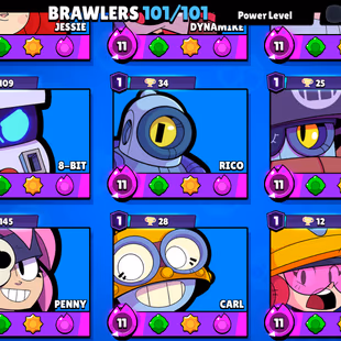 3X MASTER/L.B PRESTIGE-4 | 106.3K TROPHY- 450X SKINS | 3v3 WINS | 101/101 BRAWLER | 92X MAX | 90X HYPER | 34X BUFFIES  - Image 8