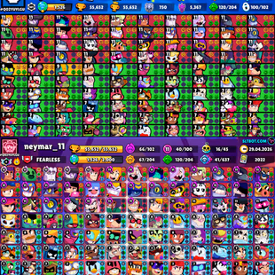 Trophy 55K [] 100x Brawler [] Max 40x [] Hyper 33x [] Billing 12k [] Skins 405x [] Profile icones 490x [] NC-Yes - Image 3