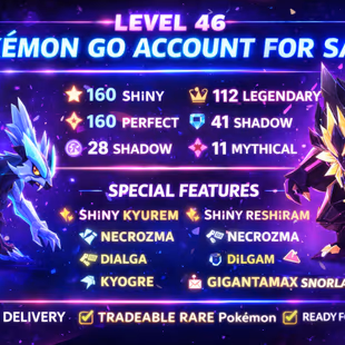 🚀👹 LEVEL  46 PG ACCOUNT | 160 SHINY | 112 LEGENDARY | 41 HUNDO | SHINY KYUREM | NECROZMA | GIGANTAMAX | INSTANT - Image 1