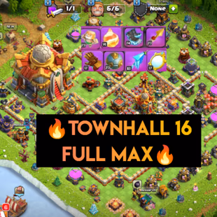 💖[ PREMIUM TH16 MAXED ]-RENAME✅ MAXED [8x EPIC EQUIPMENT ] || HEROS MAXED-95-95-76-70-45 || HEROS SKIN || FULL SAFE ACC - Image 1