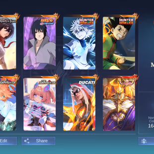 ANIME COLLECTION MEGA V || 2 LEGEND || 15 GRAND || 9 EXQUISITE || SKINS 492 || HIGHEST RANK GLORY 82 - Image 1