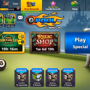 100- 300 MILLION | 9-12 LEGENDARY CUES | 8 Ball Pool | FACEBOOK LOGIN | Full Ownership | Ready to Play - Image 1