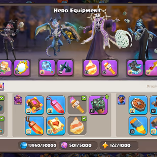 TH18 ALMOST MAX 🌟 RAREST COSMIC SET 🌟 LEVEL 237 || 14 EPIC EQUIPMENTS UNLOCKED || 21 SKINS || RENAME 1K || INSTANT  - Image 8