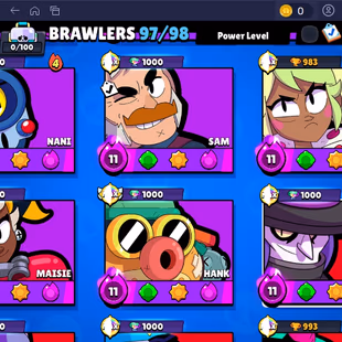 266 SKINS | 22 HYPERCHARGED | 74.784 TROPHIES | 97 BRAWLERS | 37 MAX BRAWLERS | 1 BUFFIES  - Image 8