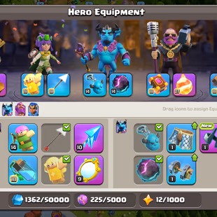 🔥TH 18 5 HERO MAX🔥BK 105 AQ 105 MP 95 GW 80 RC 55 | 2 EPIC EQUIPMENT MAX | 569 CWL MEDAL | 3 LEGENDARY SKIN | NC 500 - Image 6