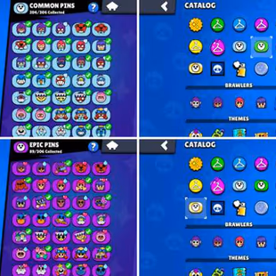 65K Trophies | 100/100 Brawlers | 34 Max Brawlers - 32 Hypercharges | 373 Skins | 1049 Pins | 469 Icons | 222 Sprays - Image 8
