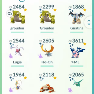 🔥16 TRADABLE SHINY LEGENDARY💎SHINY SBG GMAX GRIMMSNARL [] SL DMAX LUGIA [] 203 LEG [] 77 SHINY [] LOCATION NAGASAKI BG - Image 4