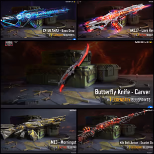 2 Mythic 🔴 AK117 🔴 Butterfly Knife Carver - M13 Morningstar - Scarlet Shot - D80 - Image 1