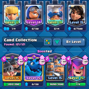 C6 & Level 58 | 8k Gems & 1 Million Gold | 11 Evo | 13x Level 15 Card | 45x Level 14 Card | 90 Emote | NC 1000 | - Image 4