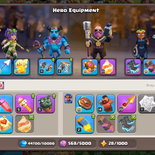 TH 17 4 HERO MAX || HEROES 100-100-65-75-50 || 2188 WAR STARS | HIGH EPIC EQUIPMENT | 8 HERO SKIN - Image 6