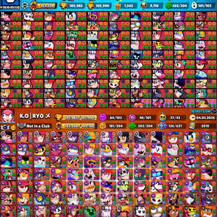 Trophy 105K [Master Rank Hit]💎Brawler 95x Max💎Higest 9110 [] Total Skins 470x [] Billing 83k [] Coin 33k [] Icone 596x - Image 3