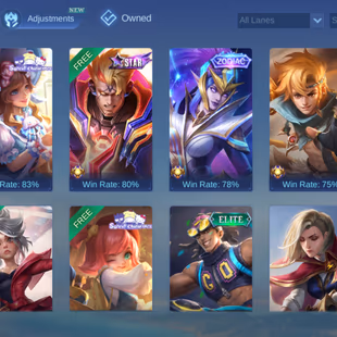 Mega Collector 🌟Highest Rank 103🌟 All Heroes | 484 Skins | 2 Legend | Rare Effects | Max Emblem | Moonton Only  - Image 7