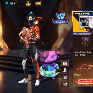 🔥73 LEVEL🔥MID KNIGHT ACE LOOK[]8 EVO GUN: THOMPSON MAX[]100 PLUS BUNDLES[]77 EMOTES[]300 PLUS COLLECTION  - Image 1