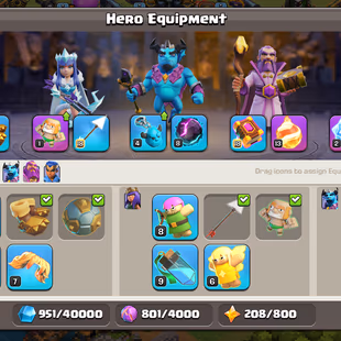 PREMIUM TH 17 | XP 154 | 1 NC | 5 EPIC EQUIP FB-13 EB-10 | 51-61-45-35-17 | 1 BOOK 1 RUNE | LEG KING SKIN | QUEEN SKIN - Image 5