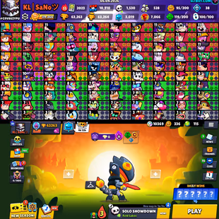 Trophy 63K [Brawler Max 51] Hypercharge 50 [] Total Skins 330 [] Old Collection [] 100+Gems [] Nc-Yes [] Best-Deal - Image 1