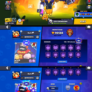 90k TROPHIES 🌟 RED KING FRANK | MACHERINO PIN 🌟 91 MAX POWER BRAWLER | 81 HYPERCHARGE | 432 SKIN | RENAME AVAILABLE - Image 1