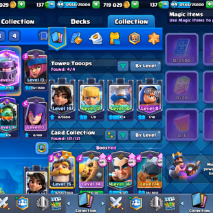 KT14 | 9 EVO & 2 HEROES | 9000 TROPHIES | LVL 44 | 700k GOLD | ALL 121 CARDS 121/121 - Image 3