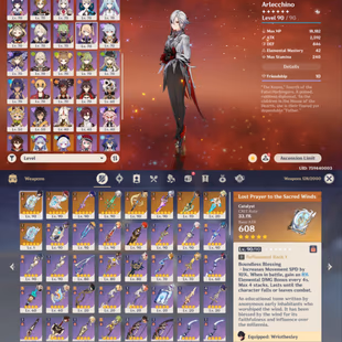 All Platform - EU - AR60 - 61 Character 18 5'Star - 9 Weapon 5'Star - Arlecchino - Neuvillette - Raiden Shogun - Navia - - Image 1