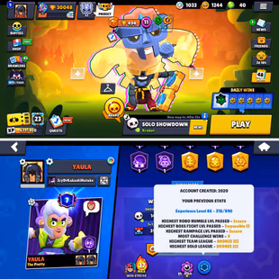 30K Trophies LVL86 | 85/101 Brawlers | 23 Max Brawlers - 14 Hypercharges | 184 Skins | 372 Pins | 251 Icons | 116 Sprays - Image 3