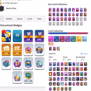 MOST RARE || 9 YAER BADGE || 26 Tower SKIN || KT -15 || 59 CARD LEVEL15 || 110 CARD LEVEL 14 || 151 EMOTE || 27 EVO CAR - Image 2