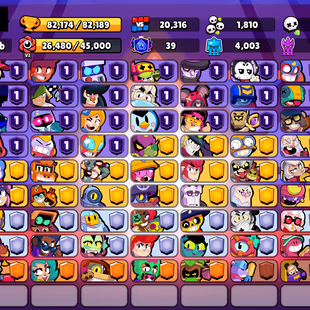 363 SKINS | 82.200 TROPHIES | 100 BRAWLERS | 48 HYPERCHARGE | 53 MAX | 39 PRESTIGE | 26 BUFFIES - Image 3