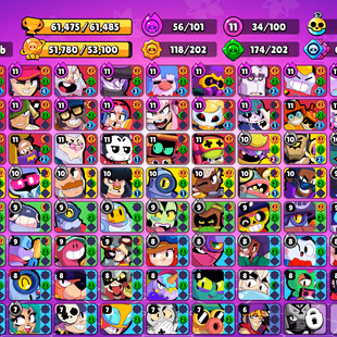 298 SKINS | 61.500 TROPHIES | 100 BRAWLERS | 22 HYPERCHARGE | 34 MAX | 26 PRESTIGE | 29 BUFFIES - Image 4