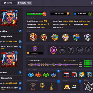 7.2B COINS ACCOUNT | GOLDEN UNIQUE | Level 212 | 18 Legendary Cues | 2 Cues MAX | Fresh Account - Image 1