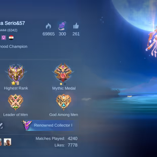 PL540|Lvl 62|RENOWNED I|259 SKIN|ALL EMBLEM MAX|65 HIGH WR|2 LEGEND(MIYA,LUNOX)|2 ETERNAL SEASONS(MIYA,FLORYN)|GRANGER  - Image 2