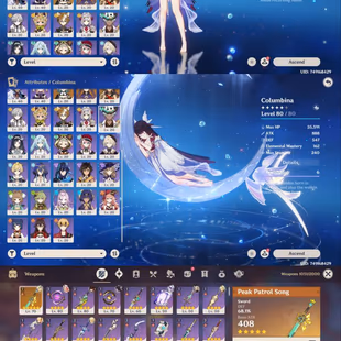 All Platform - EU - AR53 - 43 Character 10 5'Star - 1 Weapon 5'Star - Columbina - Xilonen - Varesa - Nilou - Mona - Code - Image 6