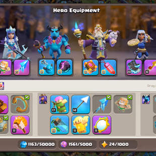 🔥12350 Gems🔥 || Th18 || 2074 Cwl Medals || High Epic Equipment || Heroes 82-89-61-69-43 || 6 Builders || Mc Free - Image 4