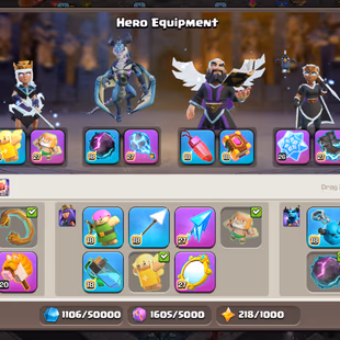 [LIMITED DEAL]💎PREMIUM TH18 | 55 HEROS SKINS🔥PREMIUM 5 SCENERIES | 33 ALMOST MAX EQUIPMENTS| 2700 SPARKY STONES |  - Image 5