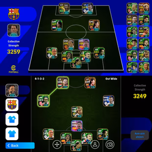 3259-Straight|Bale-107|Messi-110(blitz)|Roberto-103(Cross Specialist)|Yamal Blitz-106|Pele-107|Puskas-106|Nedved-106| - Image 1